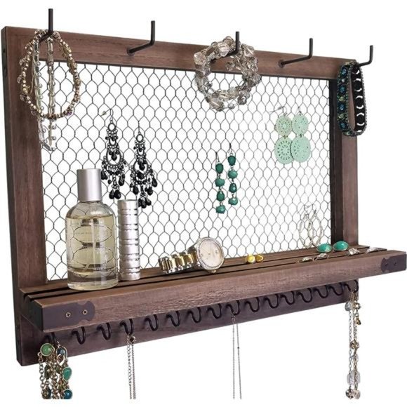 Wall Hanging Jewelry OrganizerRustic Jewelry Organizer Hanging on Wall